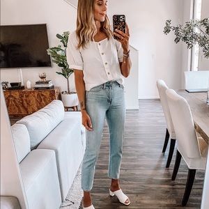 Everlane Linen Puff Sleeve Top